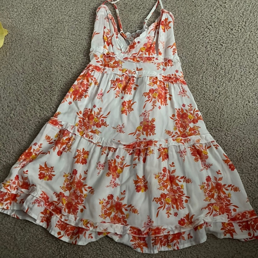 White and orange summer dress, size s rue 21
